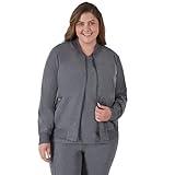 Hanes, Zip-Up Healthcare Scrub Jackets for Women, Moisture Wicking, Ebony Heather