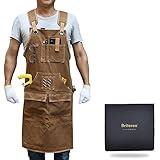 BRITEREE Woodworking Apron for Men, Gifts for Men Dad Father, with 9 Tool Pockets, Durable Waxed Canvas Work Apron for Woodworkers Carpenters Blacksmiths (Brown -Waxed Canvas Apron)