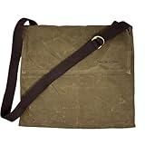 Exos Waxed Canvas Haversack, Bushcraft Shoulder Bag, Canvas Messenger Bag, Water-Resistant and Durable Gardening and Foraging Satchel - 17"x15", Dark Khaki Large