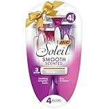 BIC Soleil Smooth Scented Women's Disposable Razors with 3 Blades, Lavender Scented Handles and Comfortable Grip, Perfect Stocking Stuffer, 4 Count