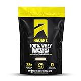 Ascent 100% Whey Protein Powder - Post Workout Whey Protein Isolate, Zero Artificial Flavors & Sweeteners, Soy & Gluten Free, 5.5g BCAA, 2.6g Leucine, Essential Amino Acids, Vanilla Bean 2 lb