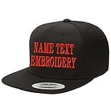 Yupoong Snapback Hat Custom Flat Embroidery Cap Personalized Name Text Flat Bill Wool - Black