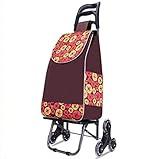 Folding Shopping Cart Grocery Utility Lightweight Trolley Stair Climbing Cart with Rolling Swivel Wheels and Removable Waterproof Canvas Bag(E)(F)