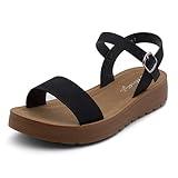 Herstyle Women’s Flat Sandals – One Band Ankle Strap Dressy Casual Sandals with Cushioned Footbed | Comfortable Open Toe Walking Shoes for Summer & Daily Wear, 3023Black, Size 8.0, Marinna