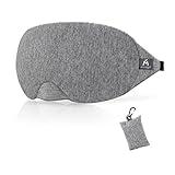 Mavogel Cotton Sleep Mask - Updated Design Light Blocking Sleep Eye Mask, Soft and Comfortable Night Sleeping Mask for Men Women, Eye Blinder for Travel/Sleeping, Includes Travel Pouch, Grey