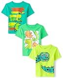 The Children's Place Baby Boys' and Toddler Dino Short Sleeve Graphic T-Shirts,Multipacks, Dinosaurs 3-Pack, 18-24 Months