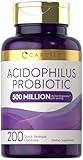 Carlyle Acidophilus Probiotic Capsules for Women and Men | 500 Million CFU | 200 Pills | Lactobacillus Supplement | Non-GMO and Gluten Free