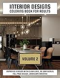 Interior Designs Coloring Book for Adults Vol.2: 50 drawings about kitchens, living rooms, bathrooms, bedrooms and more, improved version with clear ... Cover (Premium Coloring Books For Adults)