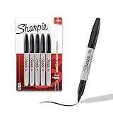 Sharpie Permanent Markers Set Quick Drying And Fade Resistant Fine Tip Marker For Wood Plastic Paper Metal And More Drawing Coloring And Poster Marker Black 5 Count