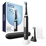 Oral-B iO Deep Clean Rechargeable Electric Powered Toothbrush, Black with iO Series 3 Limited, 2 Brush Heads and Travel Case - Pressure Sensor to Protect Gums - 3 Cleaning Settings - 2 Minute Timer