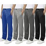 Resinta 4 Pack Boys Fleece Athletic Sweatpants Kids Active Jogger Pants Running Jogging Pants with Pockets Drawstring