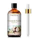 PHATOIL 3.38FL.OZ Coconut & Vanilla Fragrance Oils for Aromatherapy, Essential Oils for Diffusers for Home, Perfect for Diffuser, Yoga, DIY Candle and Soap Making - 100ml