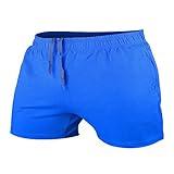 JEEING GEAR Men's Bodybuilding Workout Gym Shorts 3" Inseam Sports Cotton with Pocket Blue Color Size 2XL