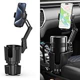 Phone Holders for Your Car, 2 in 1 Universal Cup Holder Expander Adjustable Base with Phone Mount, Long Arm with 360°Rotation Cup Holder Phones Mount for Car Compatible with All Smartphones
