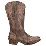 ROPER Womens Riley Scroll Embroidery Snip Toe Casual Boots Mid Calf Low Heel 1-2" - Brown - Size 7.5 M