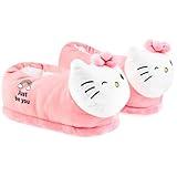 Hello Kitty Womens 3D Slippers, Cozy Indoor House Shoes Non Slip Loungewear - Gifts for Her (Pink, 5.5/6 US)