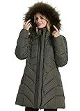 BINACL Hooded Warm Ski Coats, Women Most Wished & Gift Ideas Galentine Arctic Fishing Lined St Patrick's Casual Outwear Back to School Cotton Padding Jacket with Faux Fur Neck Collar(Army Green,XL)