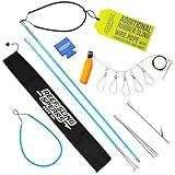 Hawaiian Sling Fishing Spear Set - Travel Fiberglass Pole Spear Harpoon for Spearfishing with 3 Prong Paralyzer Tips 5' - Fishing line Holder and Travel Bag Included for Spear Fishing Equipment