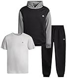 RBX Boys' Active Jogger Set - 3 Piece Performance Fleece Sweatshirt, Jogger Sweatpants, T-Shirt - Activewear for Boys (2T-12), Size 8, Griffin Black