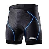 Souke Sports Men's Cycling Underwear Shorts 4D Padded Bike Bicycle MTB Liner Shorts with Anti-Slip Leg Grips(Blue, Large)