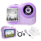 Kids Camera Instant Print, 3.5 Inch Screen Kids Digital Camera Instant, Christmas Birthday Gifts for Girls Age 3-12, Portable Toddler Camera Toy Gifts for 3 4 5 6 7 8 9 10 Year Old Girls Boys (Purple)