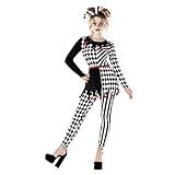 Morph Jester Costume Women Creepy Clown Outfit Scary Jester Halloween Costume for Women Fun Party Attire, Medium