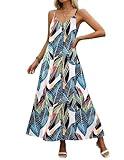 Zeagoo Maxi Sundresses for Women, Adults, Female, Multicolor, X-Large, V-Neck, High Waist, Casual, Boho, Patterned, Sleeveless, Machine Wash, 2XL, Young Adults, Casual, Beach Lovers, Dress