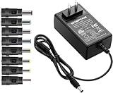 Kado AC/DC Power Adapter 12V-2A 1.5A 1.25A 1A AC/DC Power Cord 5.5x2.1mm with 8 Tips Made for Sceptre Monitor, Echo Smart Speaker & Display, Webcam, Router, Mini PC, Projector, CCTV, Bluetooth Speaker