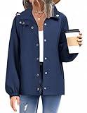 Zeagoo Spring Rain Coats For Women Windbreaker Raincoats Waterproof Lightweight Rain Jacket With Hood With Pockets Navy Blue XL