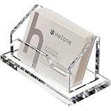 Acrylic Card Holder Clear Horizontal Business Card Organizer Stand for Desk 1 Slots Business Cards Stand for Women and Men