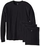 Hanes Men's Essentials Long Sleeve T-shirt Value Pack, Black, Large,(Pack of 4)