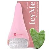 BAIMEI IcyMe Ice Roller for Face Women and Gua Sha Facial Tool Set, Ice Face Roller Reduces Puffiness, Relieves Migraines, Skin Care Tools, Self Care Gift for Women - Pink