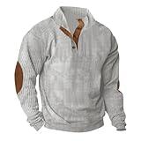 Men's Fashion Hoodies & Sweatshirts Long Sleeve Shirts for Men Lightweight Quater Button Down Stand Collar Corduroy Shirt Casual Sweatshirt Sweater A Gray