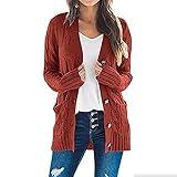 Prime of Day Deals Today 2023 Clearance Women's Cardigan Chunky Open Front Button Sweaters with Pockets Loose Slouchy Oversized Fall Outerwear Coat Sweater Fall Red 5X