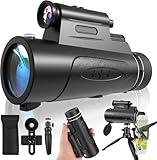 80x100 HD Monoculars with Lights Portable Monocular for Adults Outdoor Stargazing Bird Hiking Hunting HD Monoculars with Lights Observe Wildlife Black