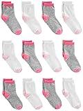 Simple Joys by Carter's Baby 12-Pack Socks, Grey/Pink/White, 12-24 Months