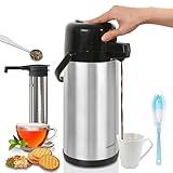 Airpot Coffee Dispenser with Pump,102 OZ/ 3L Large Coffee Dispenser with Tea Filter for Party Hot Drinks Water Tea Chocolate Hot/Cold Water, Insulated Stainless Steel Thermal Carafes