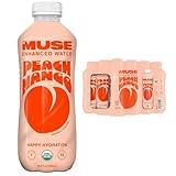 MyMuse Organic Enhanced Flavored Water, Peach Mango, 16.9oz Bottle (12 Pack), Zero Sugar Added, With Zinc, Vitamin A, C & E, Elderberry, Immunity Support, Low Calories, Healthy, Organic, Keto Friendly