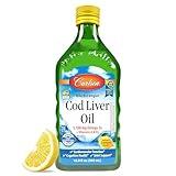 Carlson - Cod Liver Oil, 1100 mg Omega-3s, Liquid Fish Oil Supplement, Wild-Caught Norwegian Arctic, Sustainably Sourced Nordic Fish Oil Liquid, Lemon, 500 ml
