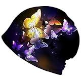 JoUbi Purple Butterfly Women's Slouchy Beanie Hat Cute Turban Hats Cancer Headwear Caps Baggy Skull Sleep Scarf