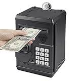 Cargooy Mini ATM Piggy Bank ATM Machine Best Gift for Kids,Electronic Code Piggy Bank Money Counter Safe Box Coin Bank for Boys Girls Password Lock Case (Dark Grey)
