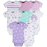 Onesies Brand Baby Girl's 8-Pack Short Sleeve Mix & Match Bodysuits, Rainbows, 3-6 Months