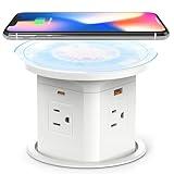 Kungfuking Pop Up Outlet for Countertop Kitchen, 65W USB C Wireless Counter Top Electrical Power Outlet, 15A/1875W Receptacle Charging Station Recessed Popup Plugs for Island Conference Table Office