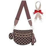 Bum Bags for Women Checkered Crossbody Bag with Removable Wallets Large Nylon Belt Purse Fanny Packs, Bonus with a Extra Strap