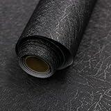 15.7" X 118" Black Silk Wallpaper Embossed Self Adhesive Peel and Stick Wallpaper Contact Paper Removable Waterproof Kitchen Vinyl Wrap Cabinet Furniture Textured Renter Friendly Wall Gift Paper