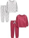 Simple Joys by Carter's Baby and Toddler Girls' 4-Piece Sweatshirt Set, Plum/Floral, 12 Months