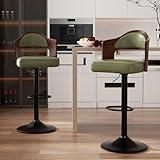 Nalupatio Swivel Bar Stools Set of 2 Seat Adjustable Height 24.5-33.5IN, Wooden Barstools PU Leather Upholstered Bar Chairs with Back & Footrest for Bar Kitchen Dining Room