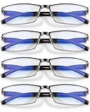 4 Pack Reading Glasses Men - Readers for Men Classic Style, Spring Hinges, Sturdy and Durable, Blue Light Protection Cheaters +3.00
