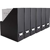 Magazine Storage Containers 6 Piece Magazine File Holders - Black Magazine Boxes - Magazine Holder Cardboard Black File Organizer - Vertical Magazine Holder - Catalog Holder Magazine Storage Solutions