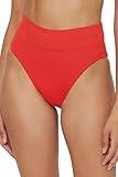 BECCA Women's Standard Modern Edge High Waisted Bikini Bottom, Cheeky Coverage, Swimwear Separates, Fire